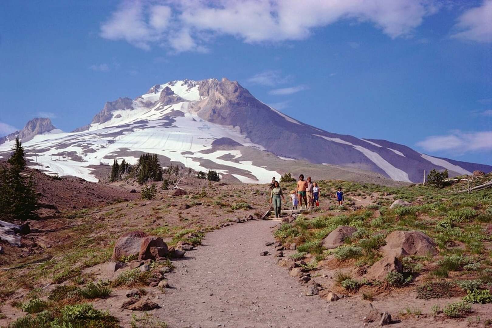 Visitors hiking at Mount Hood